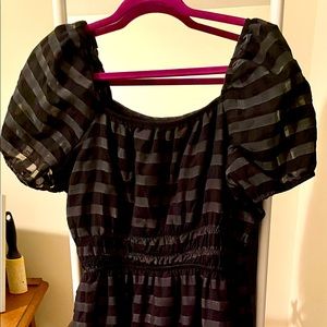 NWT Black/Grey Striped Midi Tiered Dress